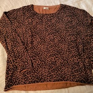 Garnet Hill, silk & cotton, leopard print top in sz M